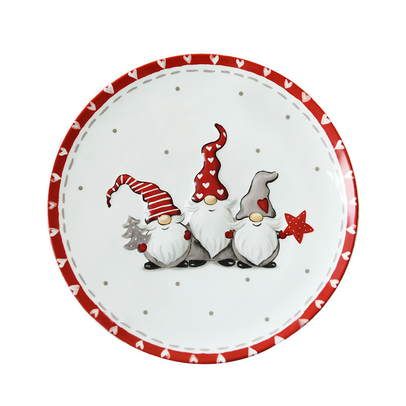 Transfronterizo Amazon nuevo estilo nórdico enano de Navidad plato creativo plato de fiesta de cerámica de Navidad plato de postre image 6
