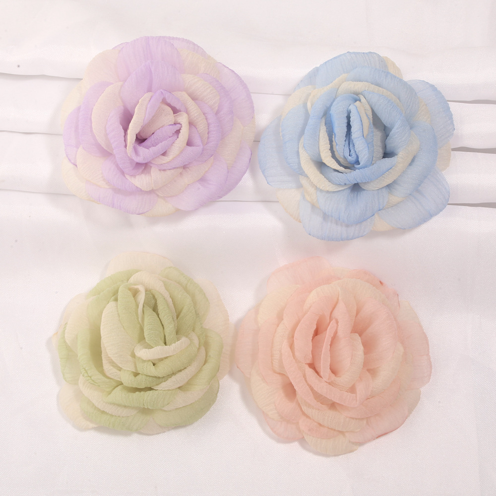 Springtime fresh and vibrant two-tone gauze with burnt edges rose DIY hair clip, hair tie, hair accessory, corsage, necklace, floral accessories