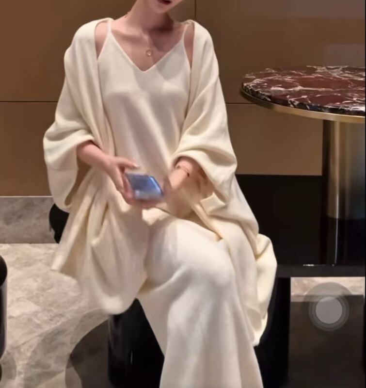 PH50829大爱美依缘2025秋季新款吊带连衣裙＋斗篷披肩显瘦两件套|undefined
