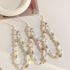 日韓ins粉色星星混搭珠珠鏈創意掛飾手提鏈通用手機殼ccd相機掛繩