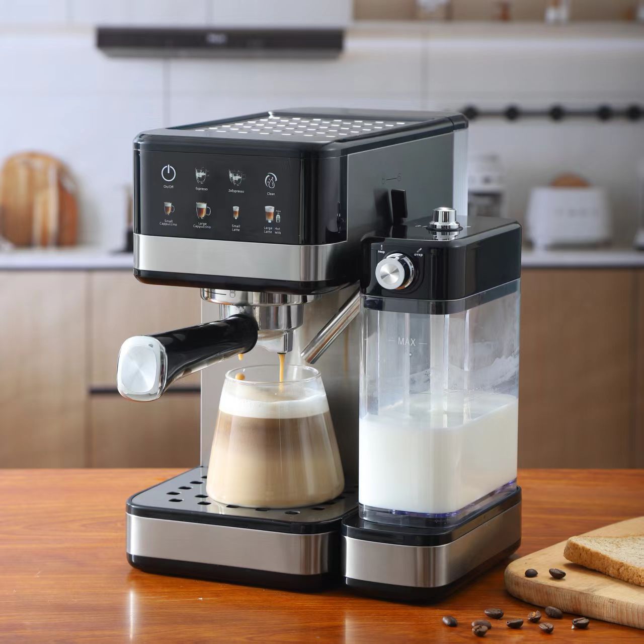 Fancy Coffee Machine for Home Use, Fully Automatic Milk Frothing and Latte Art, 20Bar High-Pressure Extraction, Color Screen Touch Control, Cross-Border Foreign Trade