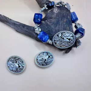 Y199 Chiang Mai Vintage Ethnic Bracelet with Hollow Flower Pattern Loose Beads Crystal DIY Bracelet Necklace Accessories