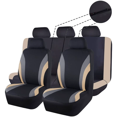 Cross-border hot-selling GM seat cover four seasons with 3 zippers rear universal seven-seater breathable (Universal seat cover) - creamy-white-a-set
