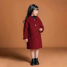 2024款红色大衣过年服儿童冬季加绒圣诞外套女孩中长款童装中大童