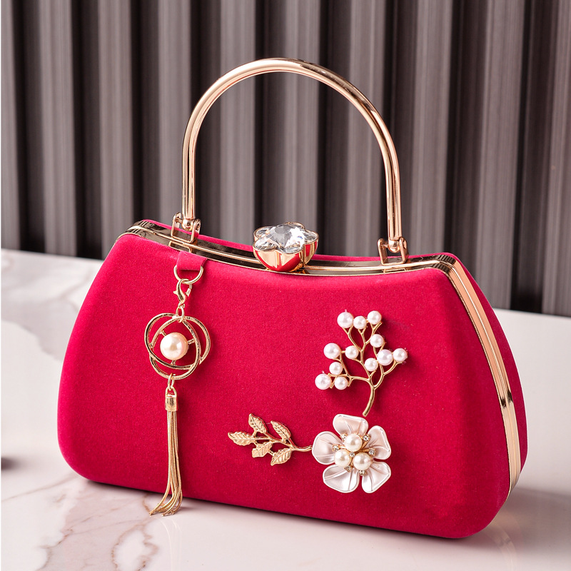 Nuevo retro flange de diamante de seda bolsa de cena bolsa de mano bolsa de cena bolsa de vestido chino bolsa de vestido cheongsam bolsa de tramo inclinada