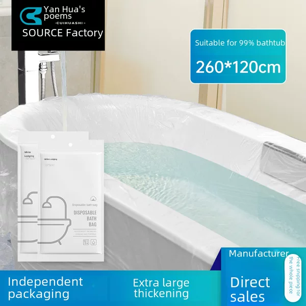 Bathtub Cover Disposable Travel Hotel Bath Bag Extra Large Thickeneded Bathtub Plastic Film Bath Bag Bath Bucket
