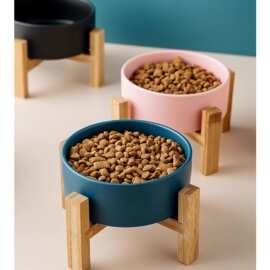 木质猫狗宠物碗架狗狗喂食器宠物碗架实木宠物食盆架子家用喂食架
