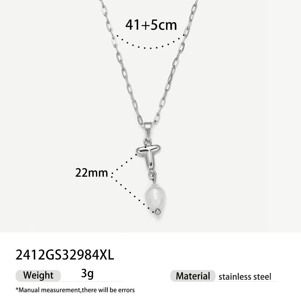 TENA collar de acero inoxidable de perlas verdaderas simplista de alto nivel nicho de diseño de acero de titanio collar de collar para mujeres image 8