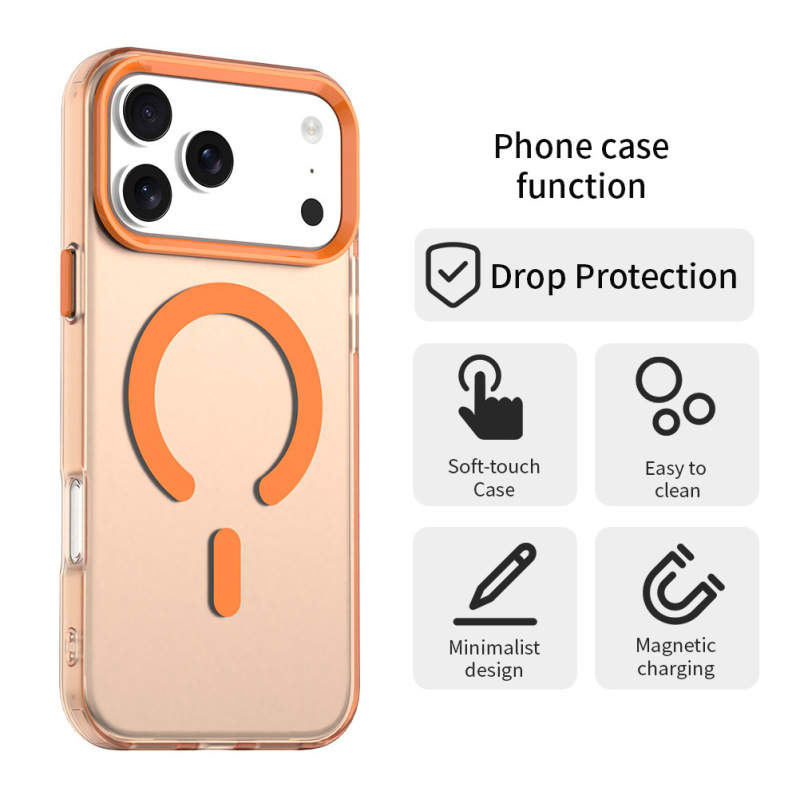 糖果色磁吸适用iPhone17手机壳苹果17ProMax磨砂半透明肤感保护套|undefined