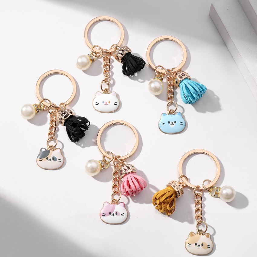 Holiday, Daily Occasion Cute Cat Pu Leather Alloy Women's Bag Pendant Keychain