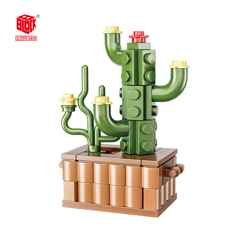 JAKI Jiaqi bloques de construcción suculenta olla montaje decoración interior simulación flor planta juguete lindo regalo la muchacha