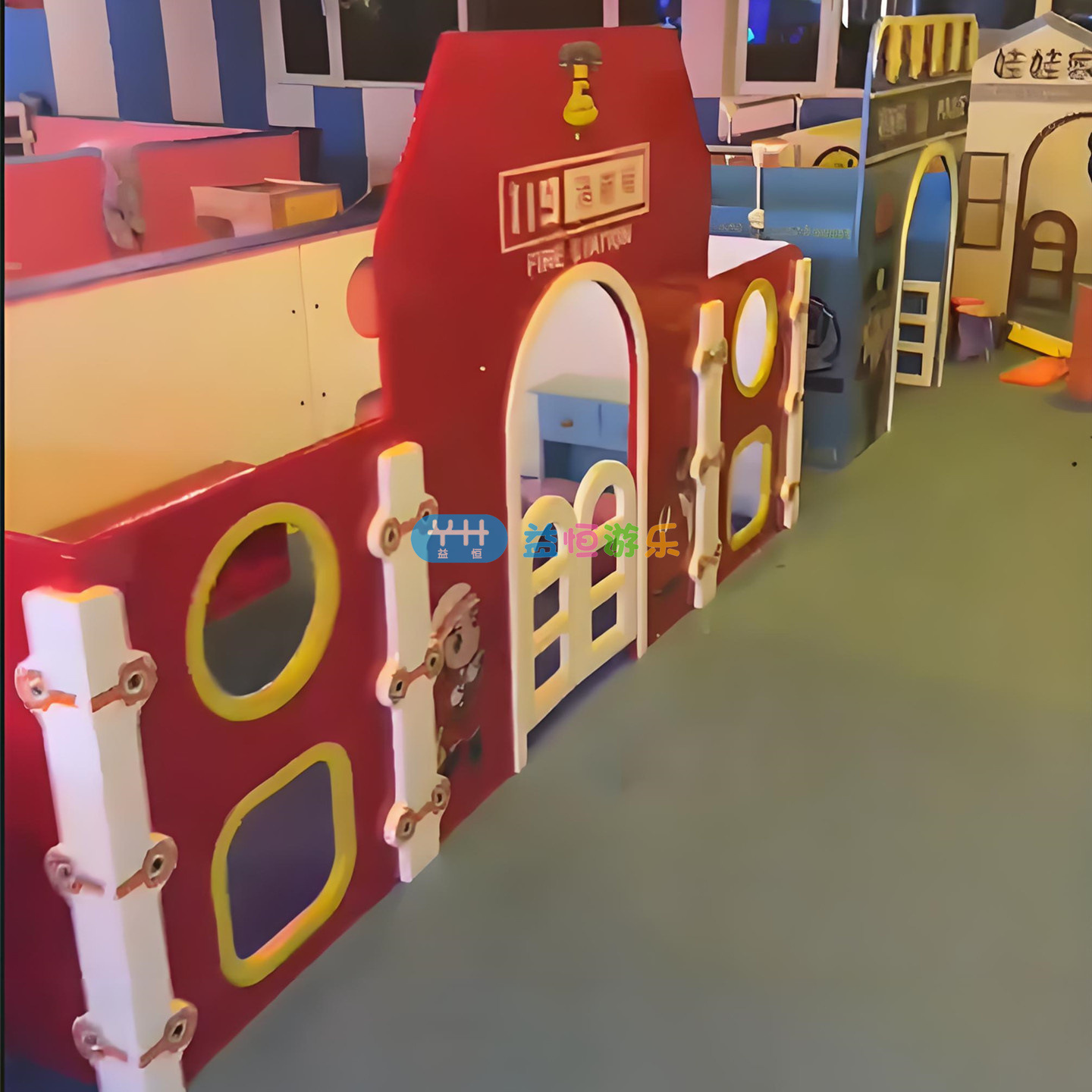 Kindergarten Simulation Supermarket Area Doll House Game House Children's Wooden Small House Role Playing Police Bank Kitchen