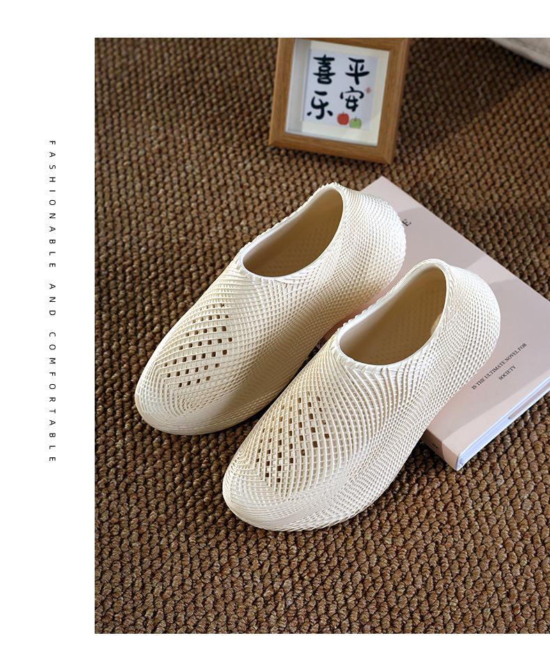 Women's Striped Clogs Closed-toe Non-slip Summer Slippers Outdoor_voghion.com