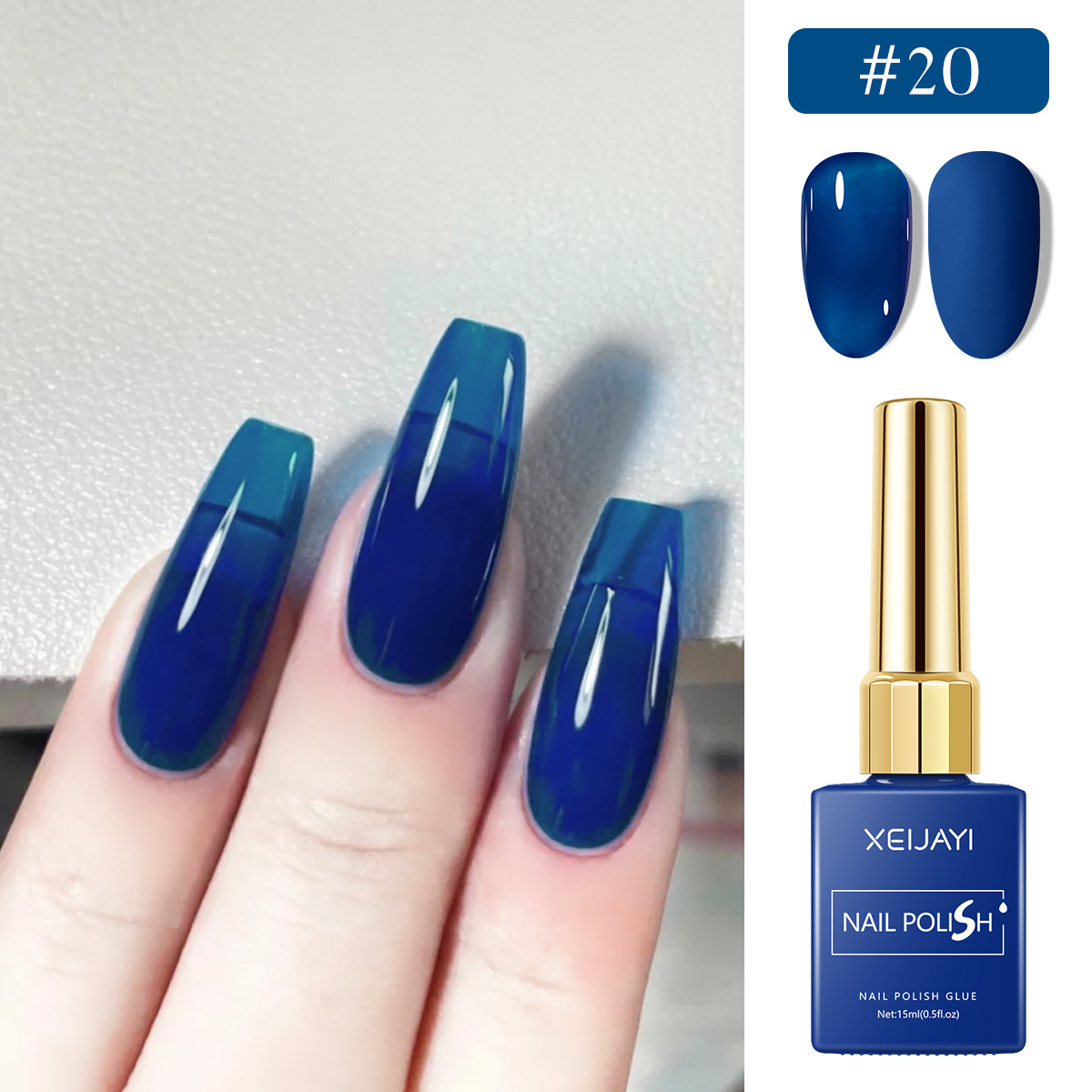 Botella cuadrada de color transfronteriza caliente 6 color azul pequeño conjunto de pegamento de vinilo al por mayor popularidad en línea de color de manicura pegamento de color hermoso