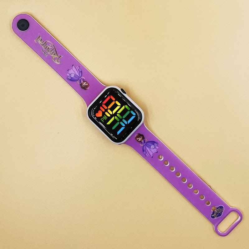 El comercio exterior de impresión en color de dibujos animados LED reloj electrónico color fresco luz botón digital niños estudiante reloj fuente de fábrica