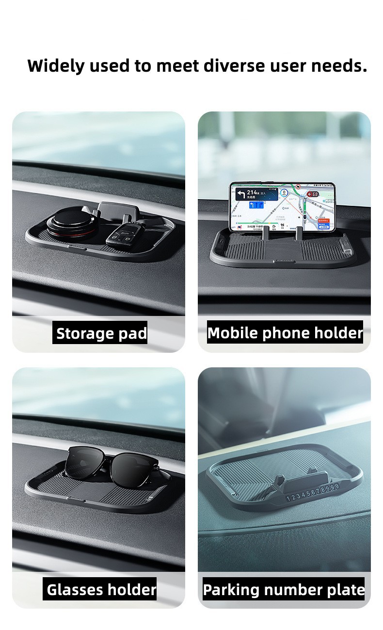 Cross-Border Car Anti-Slip Mat, Mobile Phone Holder, Temporary Parking Sign, Real Silicone Car Dashboard Storage Mat, Wear-Resistant and Scratch-Resistant