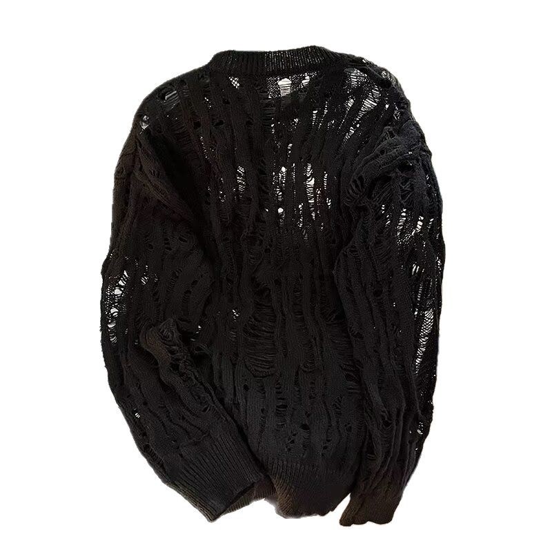 Übergroßer, lässiger Strickpullover für Herren mit einzigartigem Cut-Out-Design. Lockere Passform, lange Ärmel, bequemer Pullover für den Alltag (mehrere Farben)_voghion.com