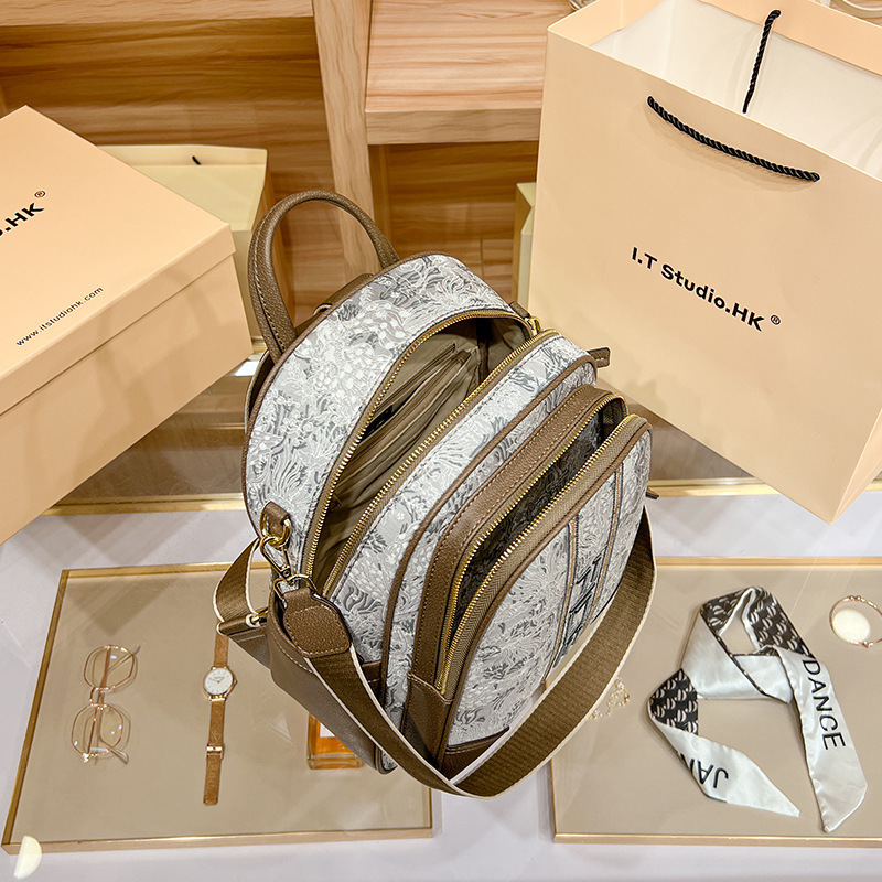 Embroidered Printed Backpack For Women Stylish Versatile Bag_voghion.com