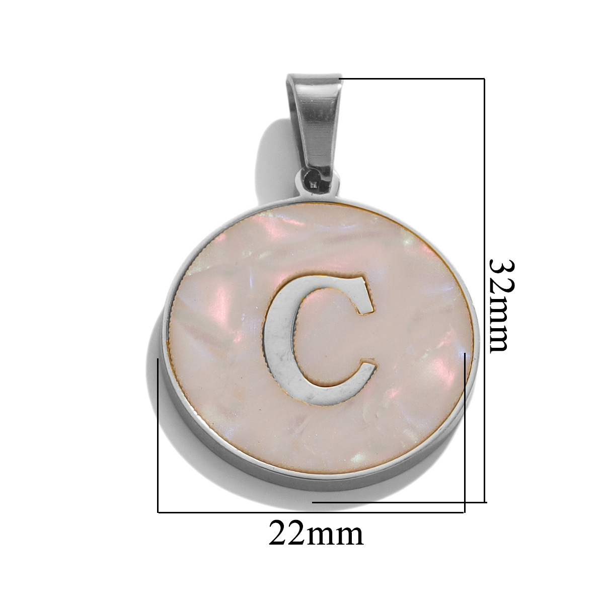 5 Pcs/package Simple Style Round Letter Stainless Steel Plating Inlay Pendant Jewelry Accessories display picture 7