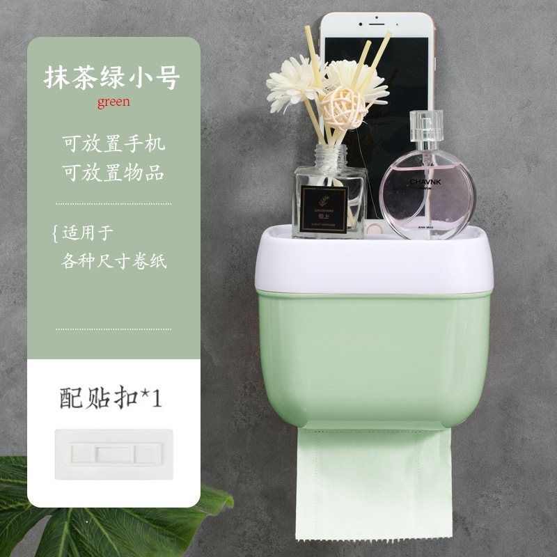 Caja de pañuelos para inodoros sin perforaciones, montada en la pared, inodoro para el hogar, soporte para rollo de papel higiénico, tubo para rollo impermeable de color sólido