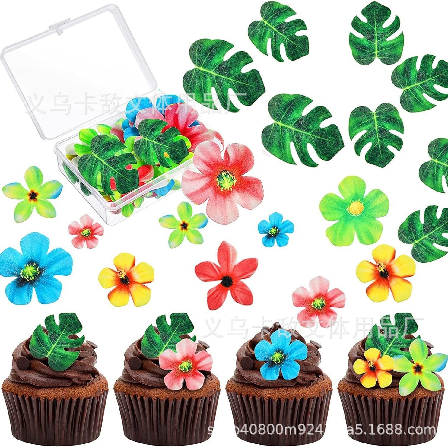 Especial transfronterizo para decoración de papel de arroz glutinoso, decoración de pastel de flores, decoración de papel de barnizado, decoración de horneado de mariposa en caja