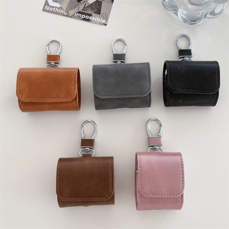 Cowhide Pattern Leather Suitable for AirPods Pro 3Rd Generation Protective Case 4Th Generation Pro 2 Apple Bluetooth Earphone Case Cross-Border