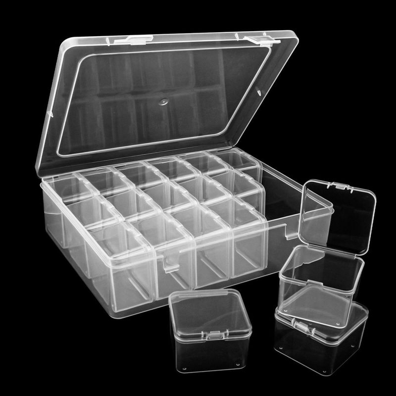 Cross-Border New Product 18 Grids 553 Boxes of Nail Art Jewelry Transparent Storage Box Beads Rice Beads Storage Tool Box Large Capacity