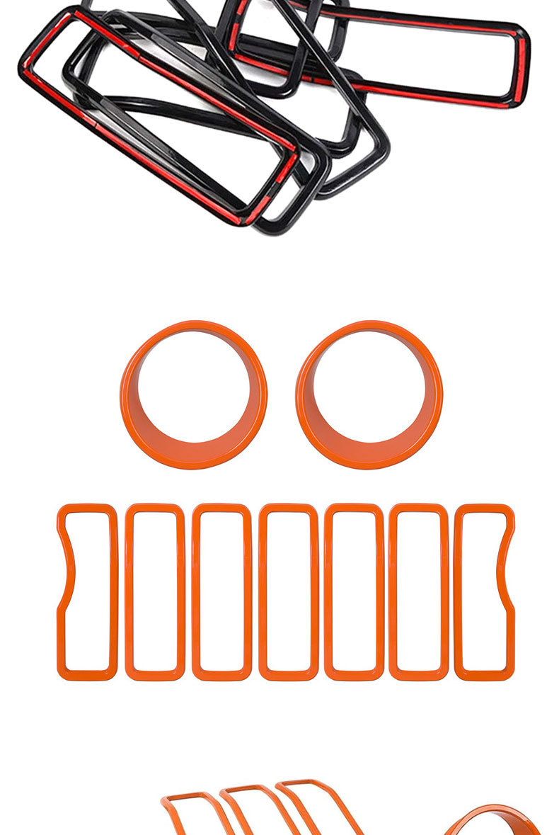 Suitable for Jeep Wrangler JL and Gladiator JT 24-26, center grille headlight ring mixed color decorative insert