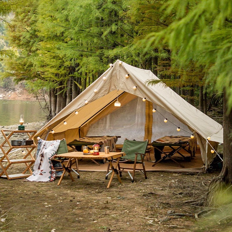 Campamento de campamento a prueba de viento y lluvia campamento de campamento de campamento de algodón techo de campamento