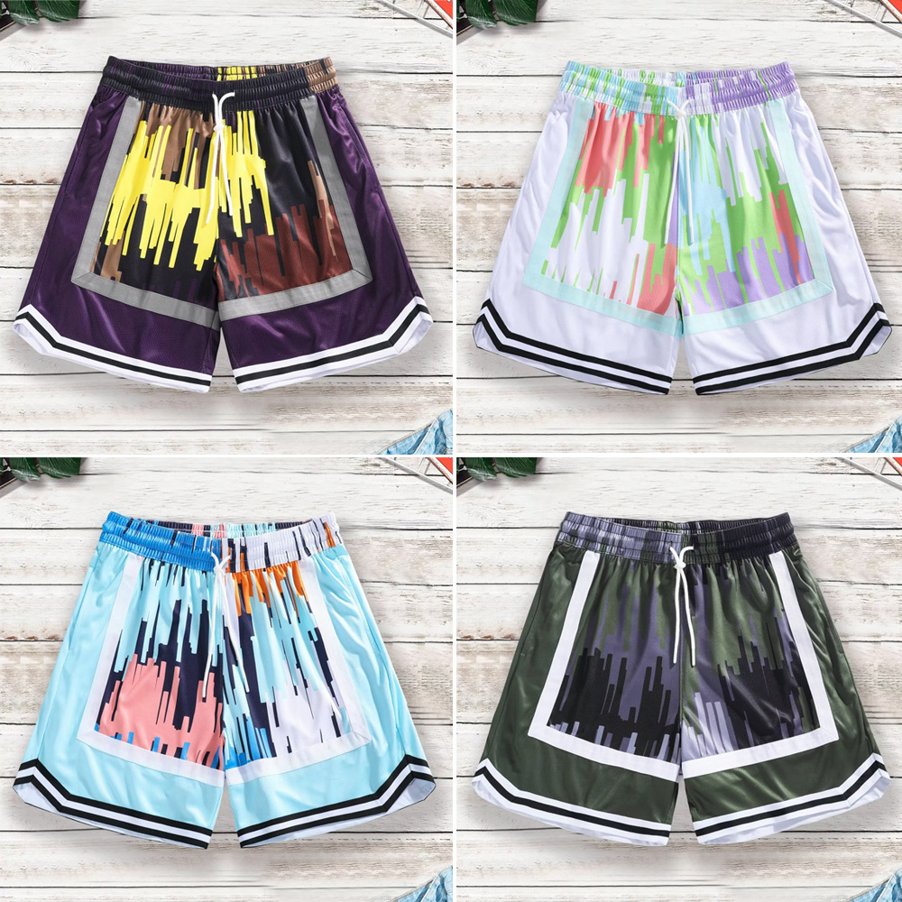 American Basketball Sports Shorts with Double Layer Mesh City Tone Daily Casual Summer Breathable Versatile Capris_voghion.com