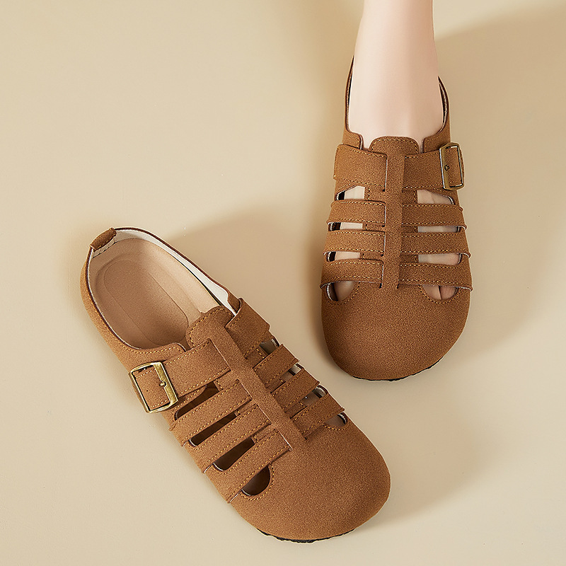 Zapatos de mujer de verano nuevo hueco hueso de pescado zapatillas de cabeza de zapatillas para usar un alto sentido de un pie de zapatos de mujer