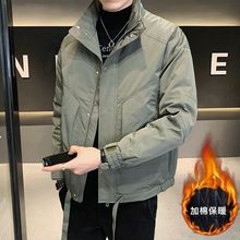 高档冬装二棉外套男2023新款秋冬季加厚工装夹克男装休闲夹棉衣服