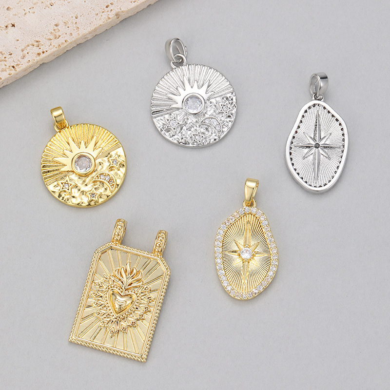 Cross-Border Popular Item: Radiant Star and Moon Diamond-Encrusted Pendant with Unique Design, Gold-Plated Silver DIY Necklace, Bracelet, and Charm