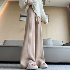 秋冬の女性用のシンプルでハイエンドのカジュアルパンツ、ハイウエスト、スリムでドレープ感のあるデザイン、ニッチでスーパーフェアリーな気質のパンツ