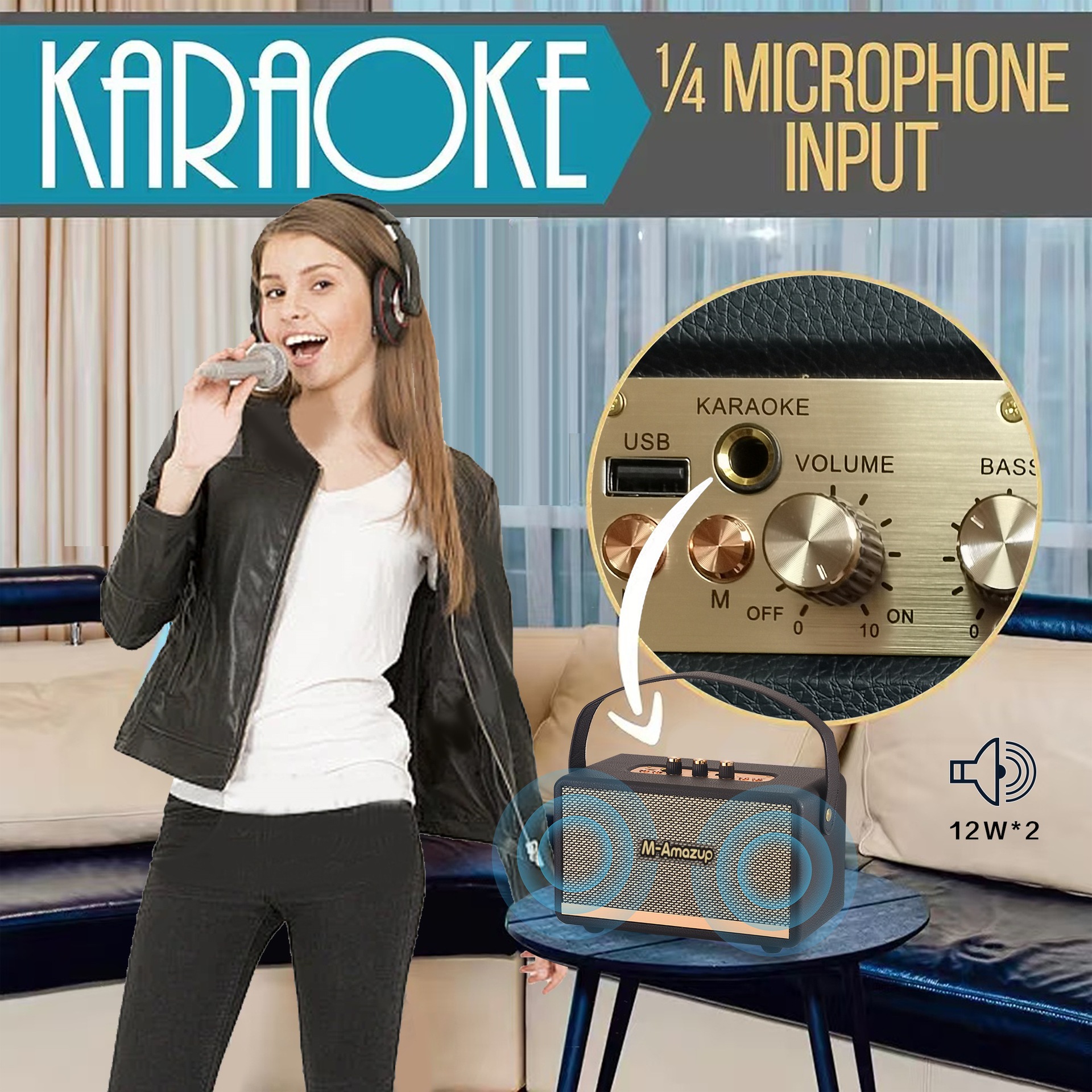 Retro Style Bluetooth Audio Wireless Hi-Fi High Quality Home Outdoor Subwoofer Karaoke Speaker Usb, Tf