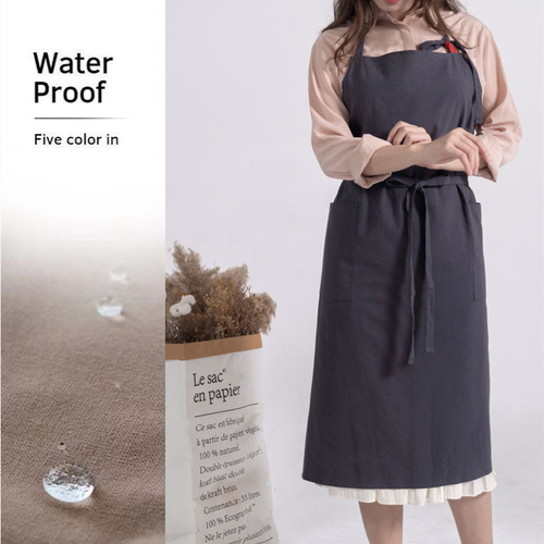 Cross-border ins cotton and linen water-repellent apron large size hip-covering blouse art floral bib for men and women with printable LOGO