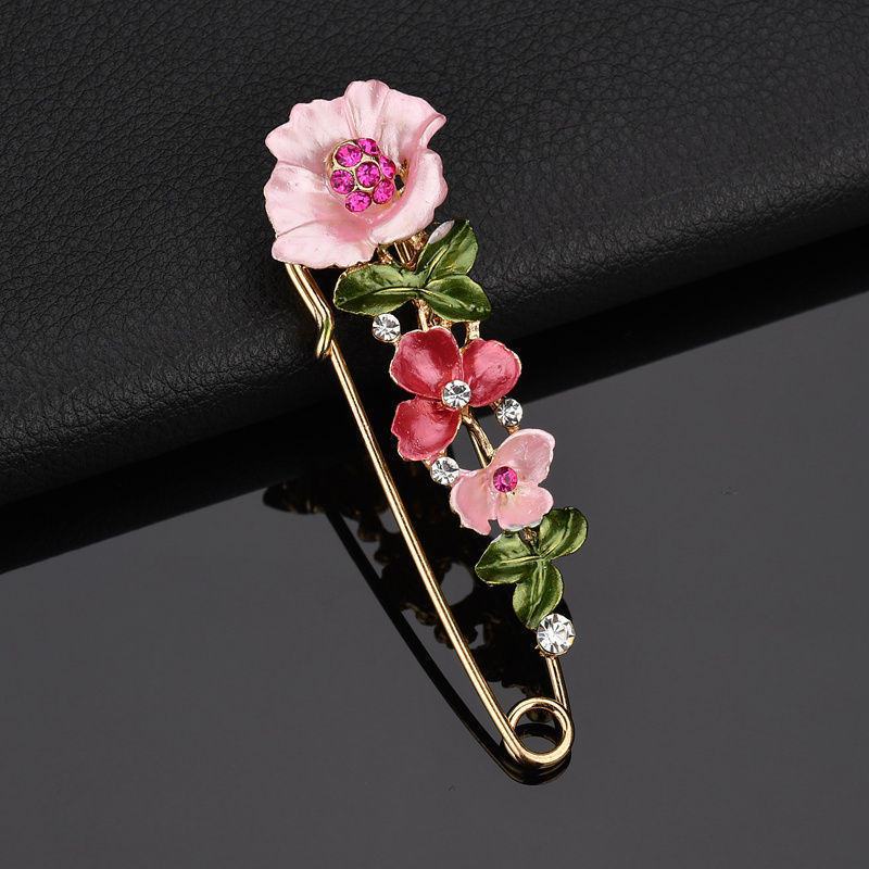 Brooches Classification Elegant Pin Flower Alloy Enamel Inlay Rhinestones Unisex Brooches