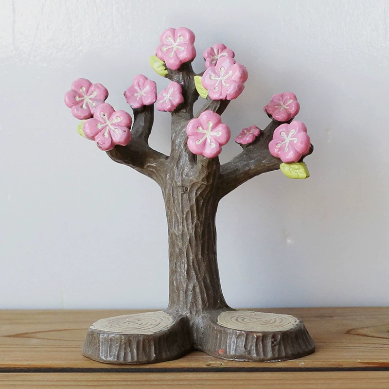 Японский стиль лотос cherry blossoms газон большое дерево цветы ствол забавные handmade украшения из смолы микро ландшафт настольная игрушка маленькие украшения