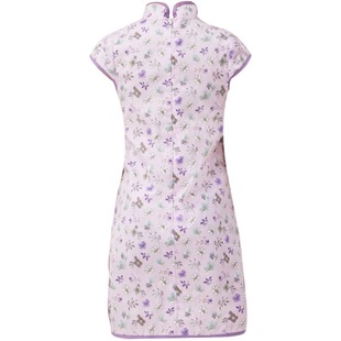 Children's clothing wholesale summer new children's clothing A- line skirt Chinese style stand collar non-heritage plate buckle cotton floral children's cheongsam
