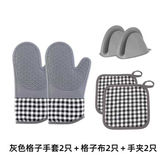 Cocina guante de silicona horno grueso alargado algodón horno doméstico guante de aislamiento de silicona microondas