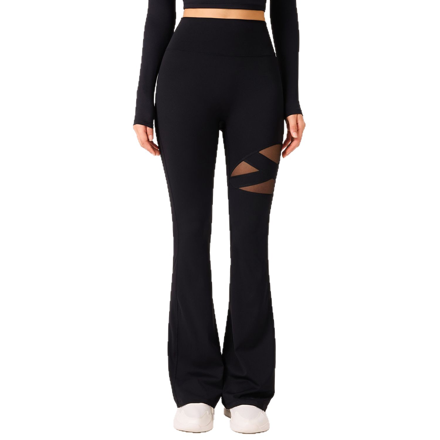 Pantalones de tiburón respirables huecos, cintura alta, caderas, pantalones de yoga delgados, pantalones deportivos para mujeres, piernas largas, delgados, verano