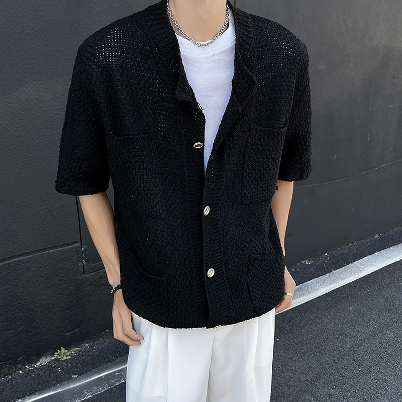 Retro knitted summer thin shirt