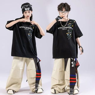 儿童街舞套装hiphop潮服潮牌演出服服装男女童嘻哈爵士舞表演服