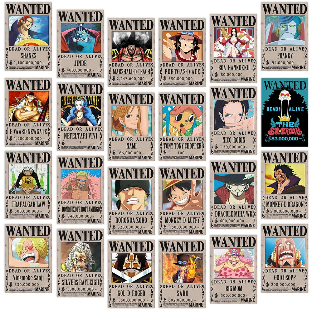 Amazon Poster One Piece хочет 24 штуки награды заказ японский мультяшный плакат декоративная живопись