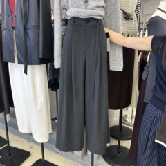 十三行2025秋季通勤灰色高腰西装阔腿裤女宽松遮肉梨型身材长裤子