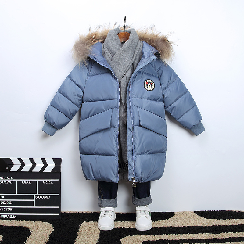 Cool Lala Autumn and winter children Fur collar Down Jackets men and women Mid length version thickening Down coat jacket factory