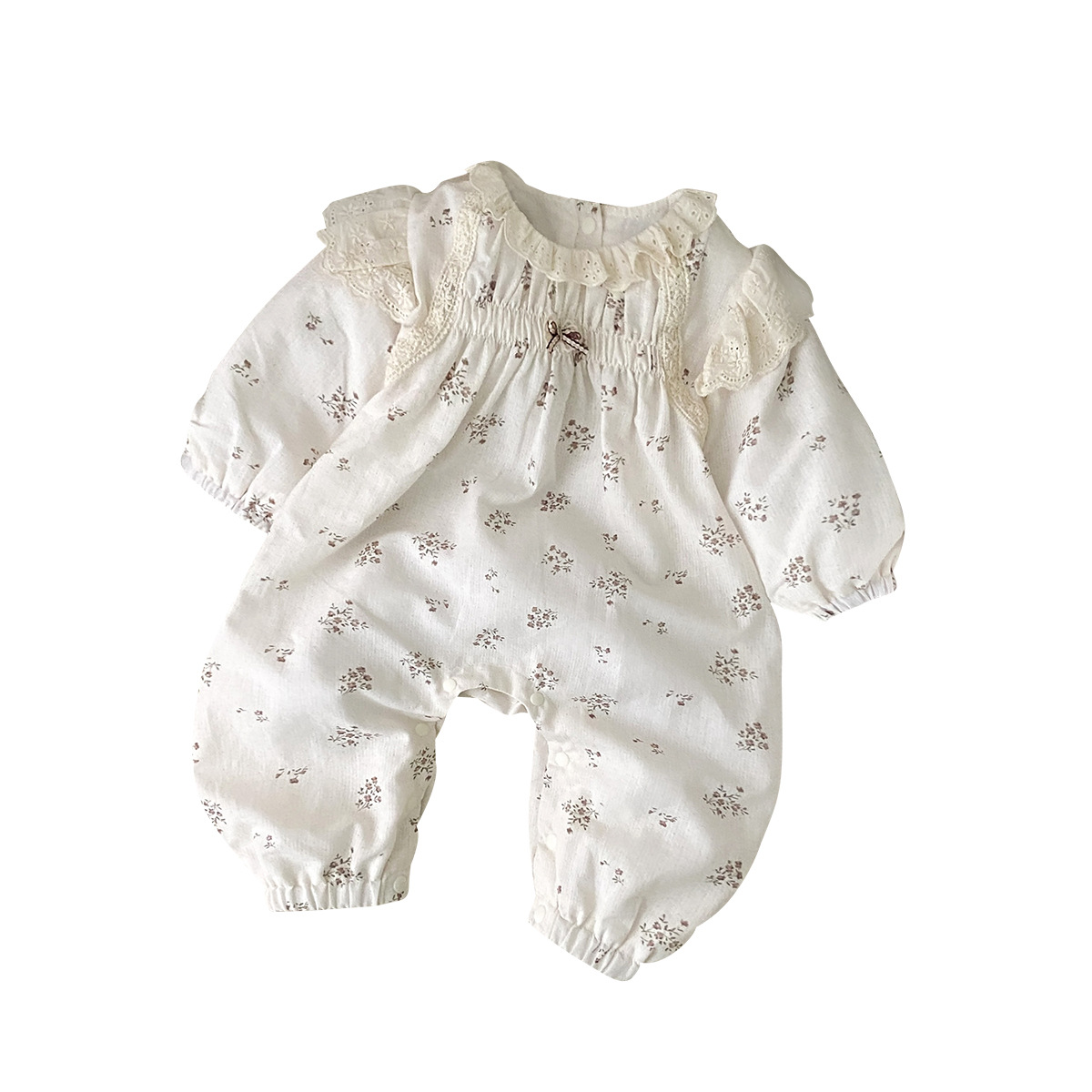 Nuevos productos en la primavera de 2025 Traje de escalada para bebés de 0 a 2 años de Corea del Sur Traje de salida para bebés de estilo occidental Traje floral de una pieza