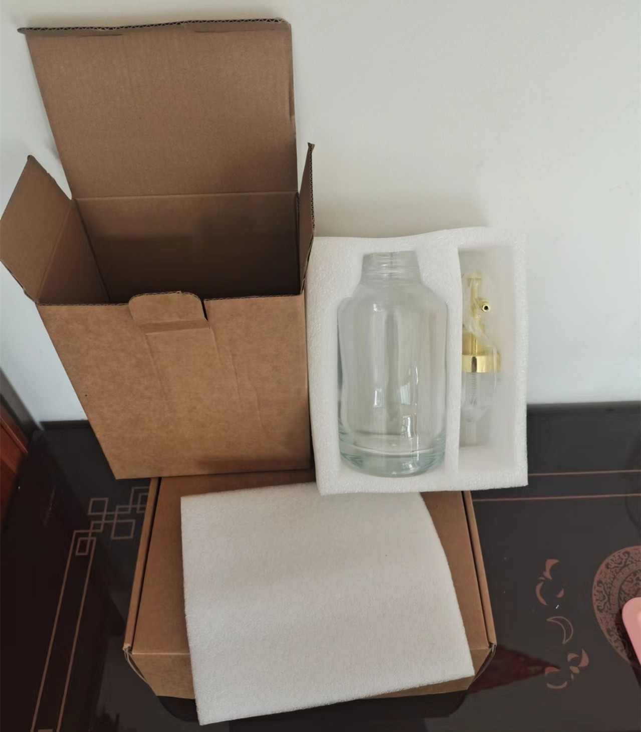 Cruzar la frontera de cristal blanco de vidrio 16oz botella de loción dispensador de jabón dispensador de café 500ml de jarabe botella de distribución al por mayor