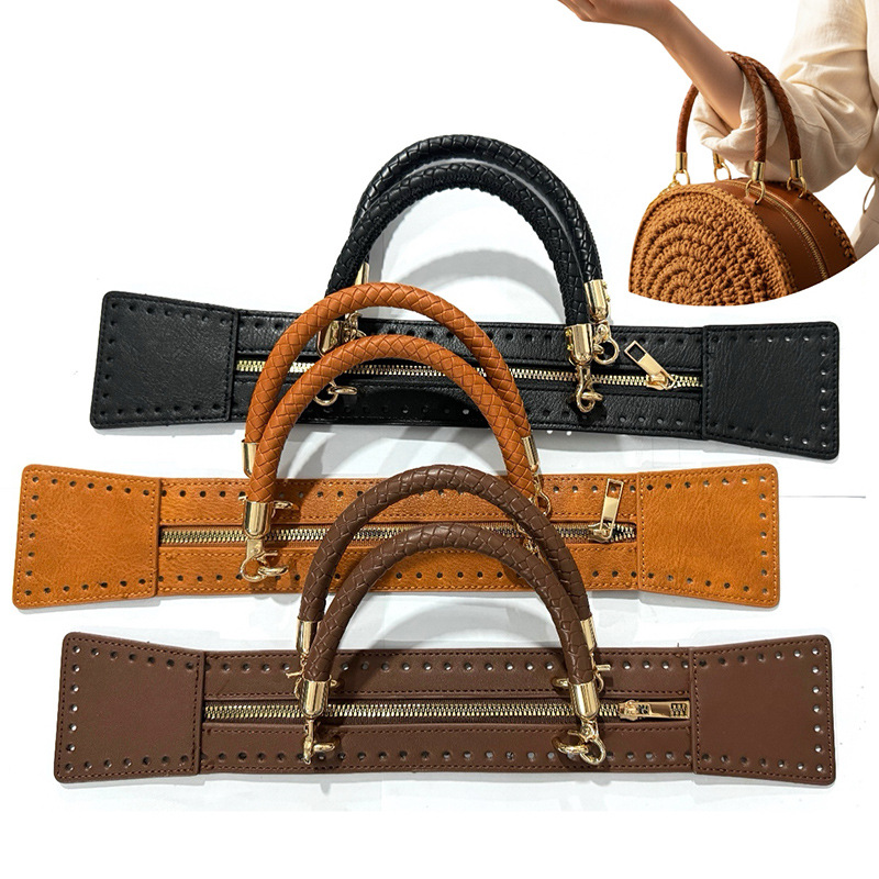 Retro 40cm Double Handle Zipper Bag Accessories Woven Bag Zipper Chain Soft High-End DIY Crochet Zipper