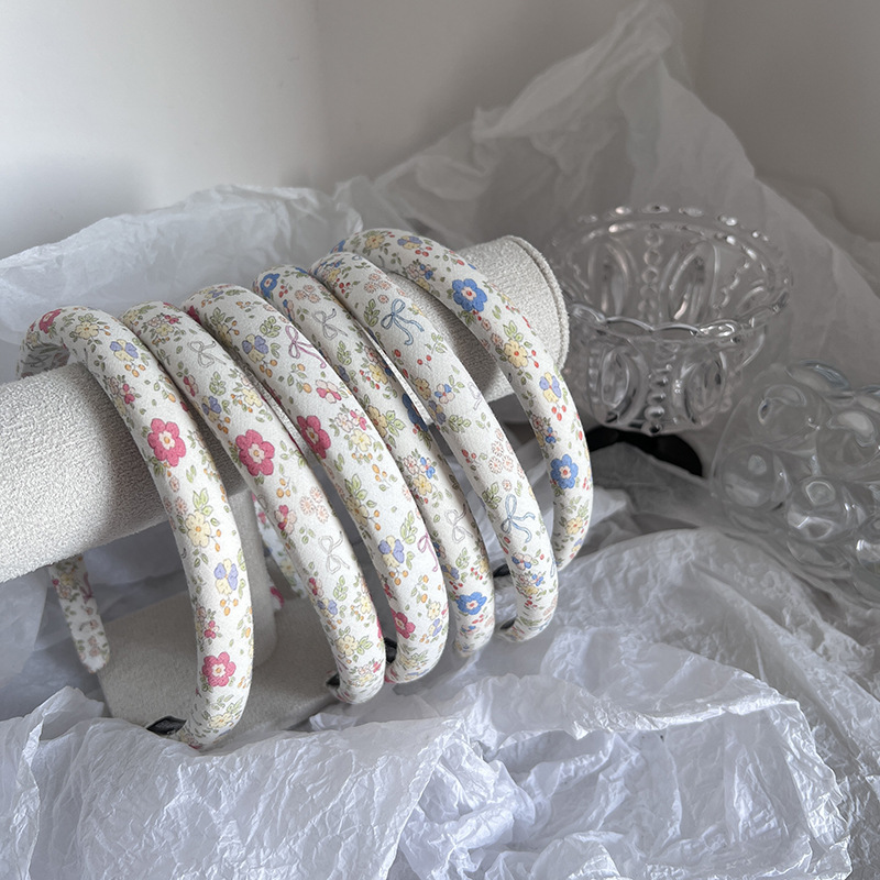 Korean Style Fabric Fresh Style Headband French Style Retro Floral Headband Women's New Spring Headwear High Cranial Top Hair Clip